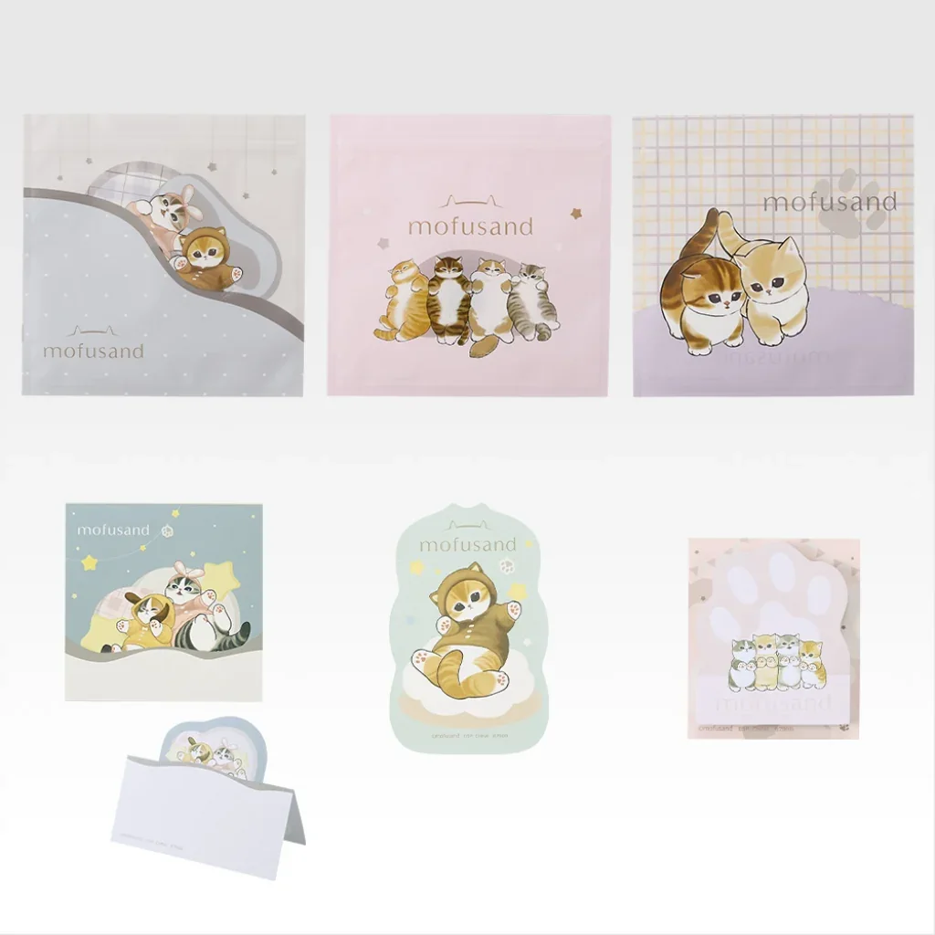 Banpresto KUJI Mofusand -Pajama Party with the Cats- - H Prize Zipper Bag Set/Memo Pad/Mini Envelope Set/Sticky Note